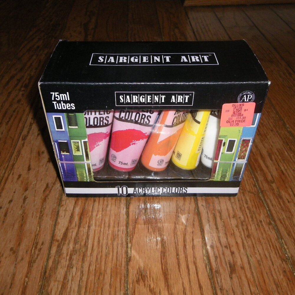 Sargent Art 10 Acrylic Color Paints 75 ml Tubes - NIP!